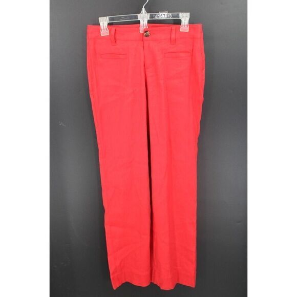 Cabi Valentine Trouser Womens 4 Cranberry Red Pants Linen Blend 32" Inseam 5503R - Picture 1 of 8